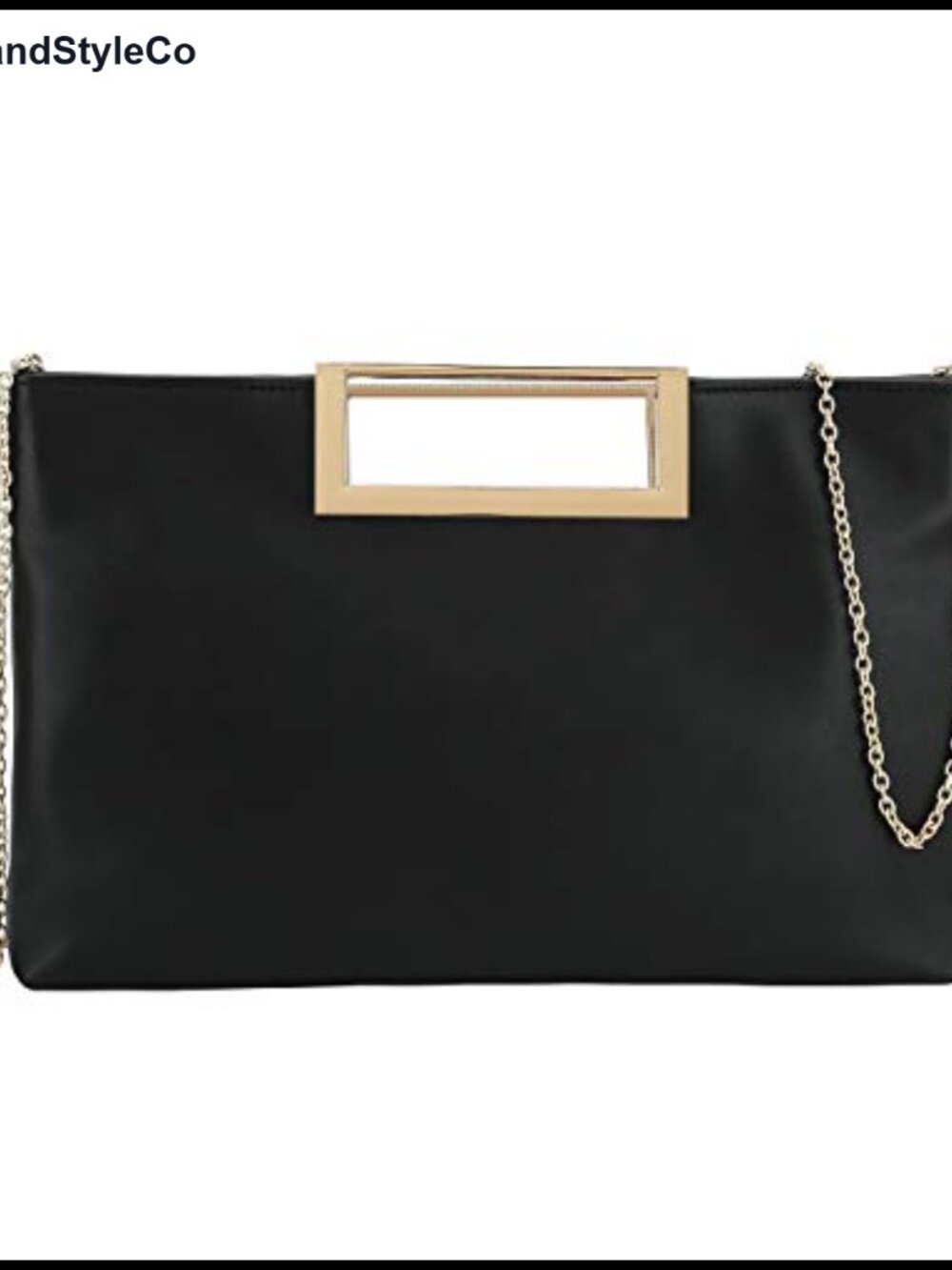 PU Leather Convertible Clutch Square Metal Handle Evening Bag